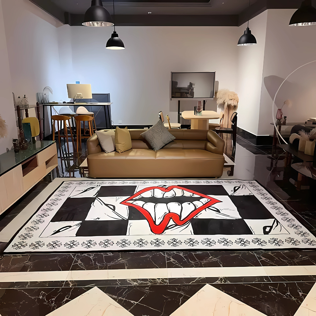 Oversized 'Chomper & 99Eyes' Rug – Chrome Hearts Inspired | Bold Statement Living Room Rug by Per Diem