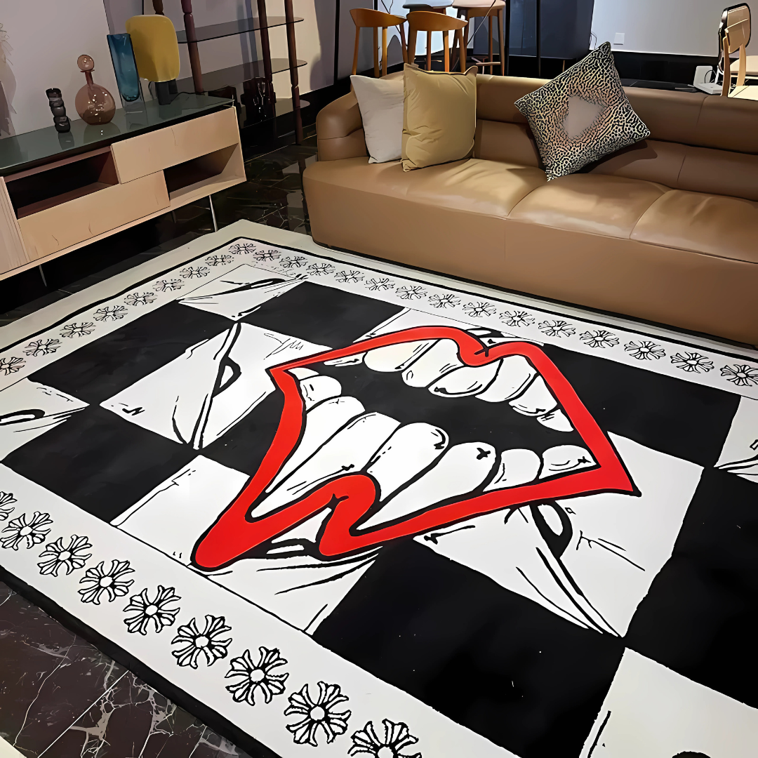 Oversized 'Chomper & 99Eyes' Rug – Chrome Hearts Inspired | Bold Statement Living Room Rug by Per Diem