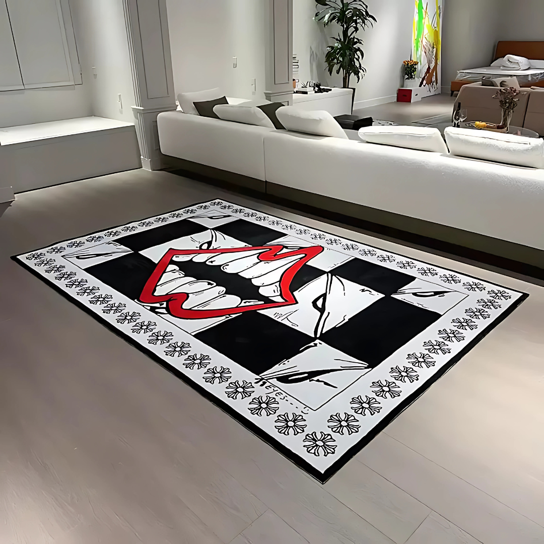 Oversized 'Chomper & 99Eyes' Rug – Chrome Hearts Inspired | Bold Statement Living Room Rug by Per Diem