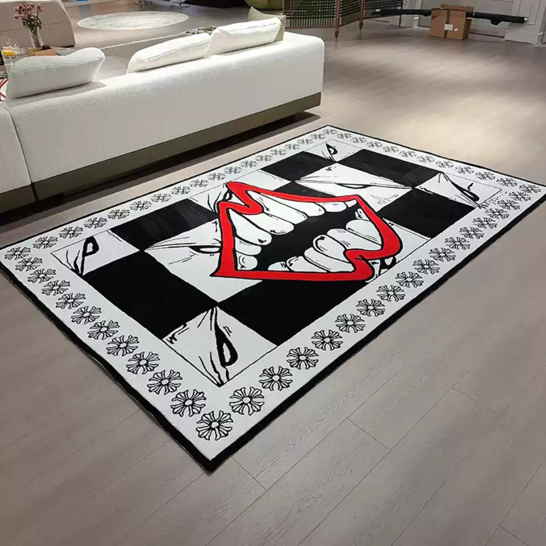 Oversized 'Chomper & 99Eyes' Rug – Chrome Hearts Inspired | Bold Statement Living Room Rug by Per Diem