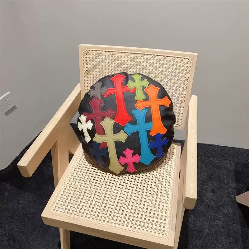 Chrome Hearts Inspired Leather Pillow - Round