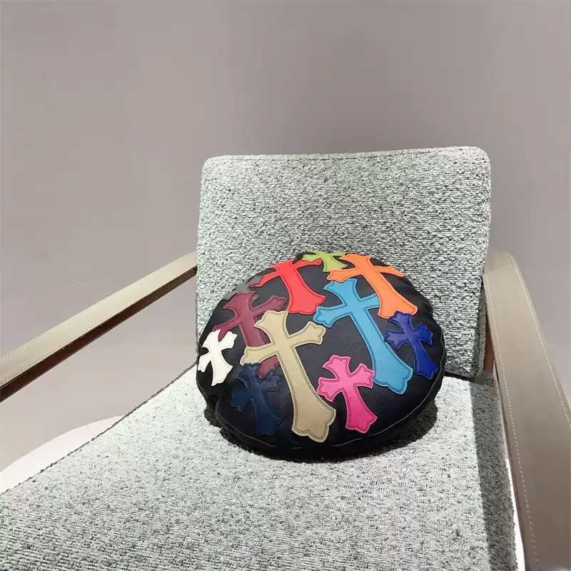 Chrome Hearts Inspired Leather Pillow - Round