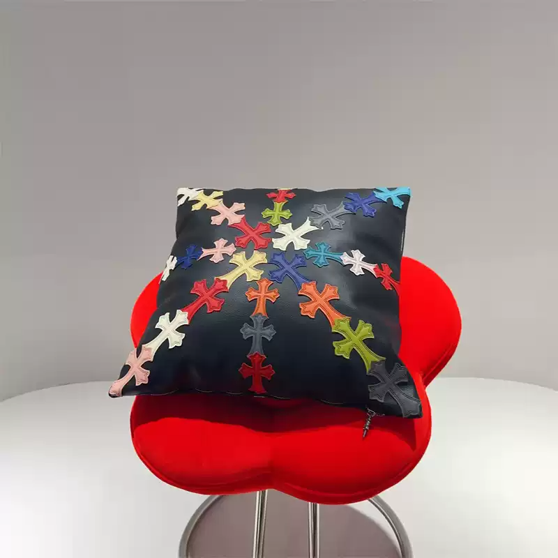 Chrome Hearts Inspired Leather Throw Pillow