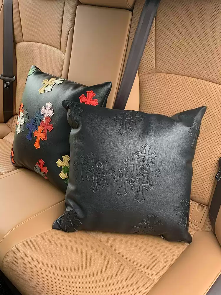 Chrome Hearts Inspired 'Cemetery' Leather Throw Pillow
