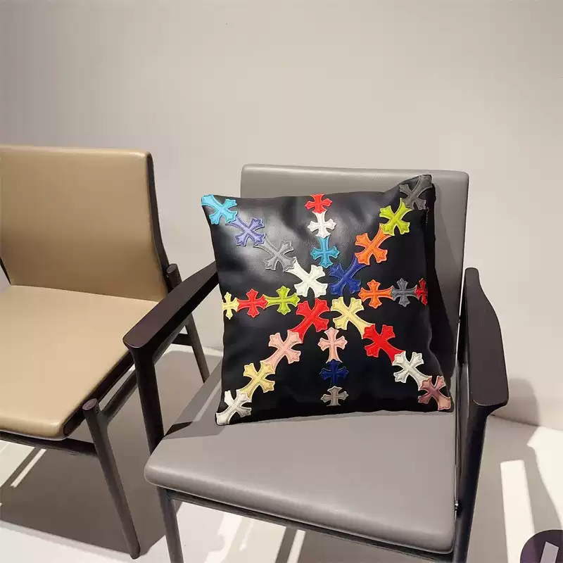Chrome Hearts Inspired Leather Throw Pillow