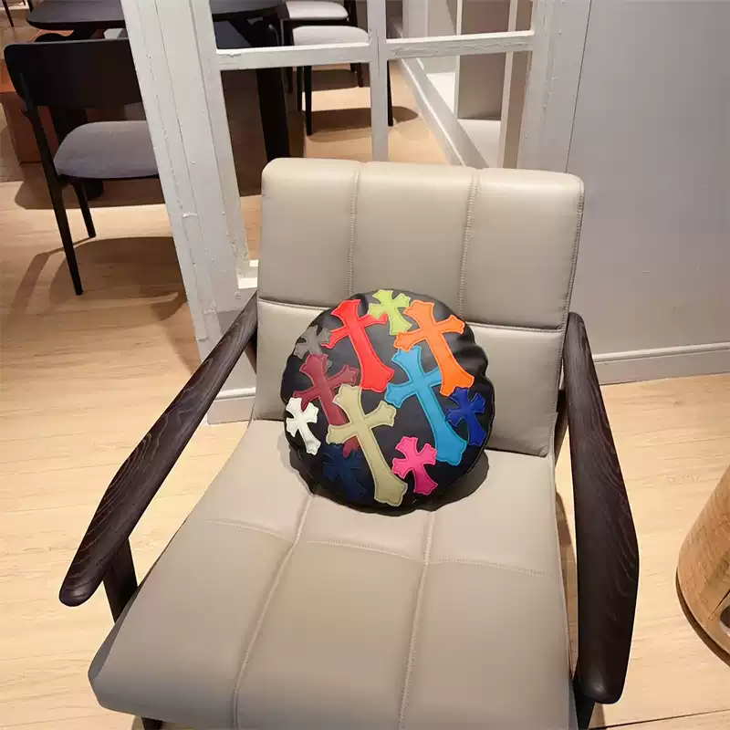 Chrome Hearts Inspired Leather Pillow - Round