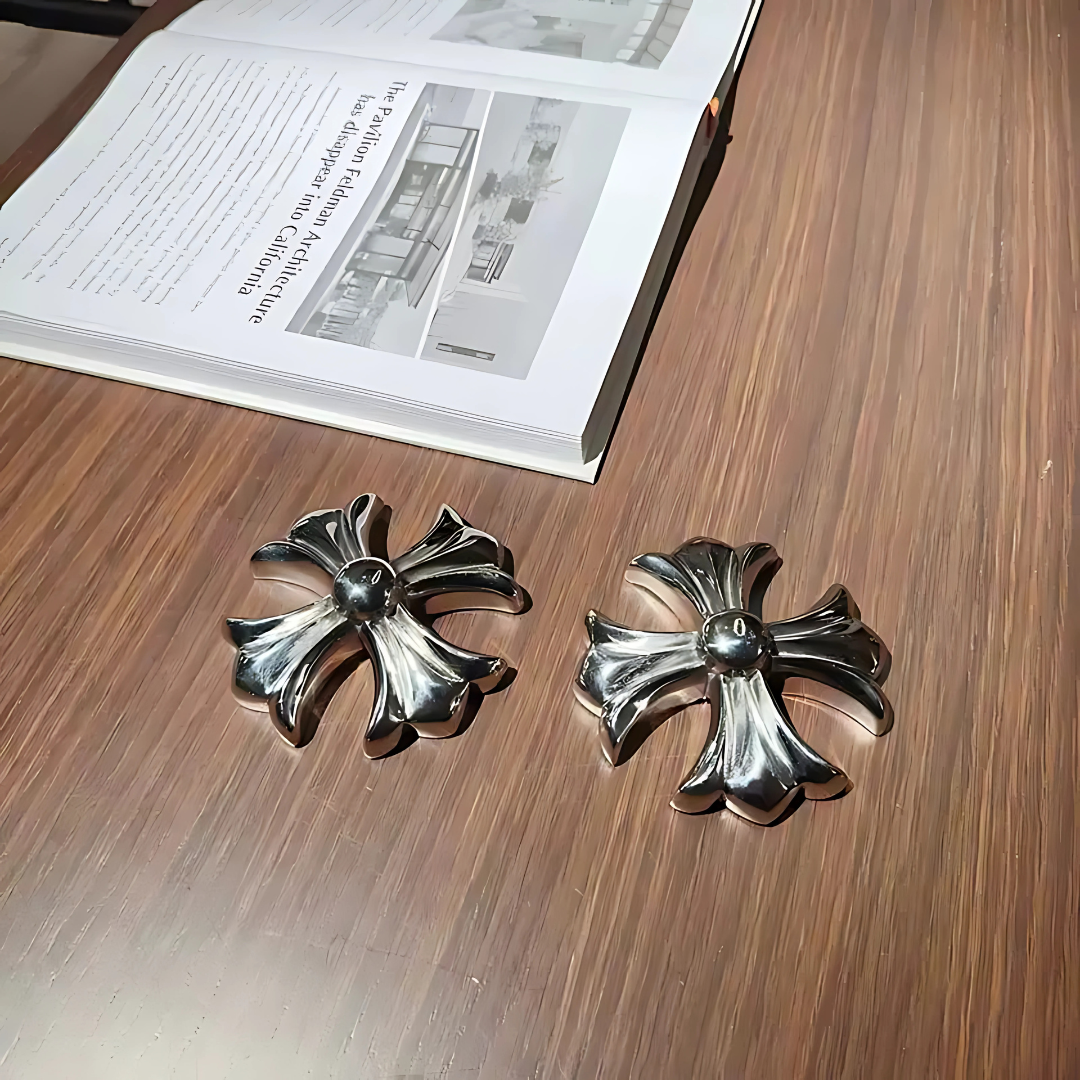 Chrome Heart's Inspired Paperweight Sculpture Pair – Heavy Stainless Steel Desk Ornament | 2 Pack
