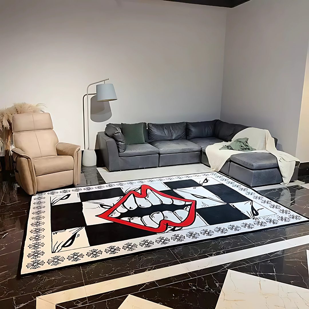 Oversized 'Chomper & 99Eyes' Rug –  Chrome Hearts Inspired | Bold Statement Living Room Rug by Per Diem