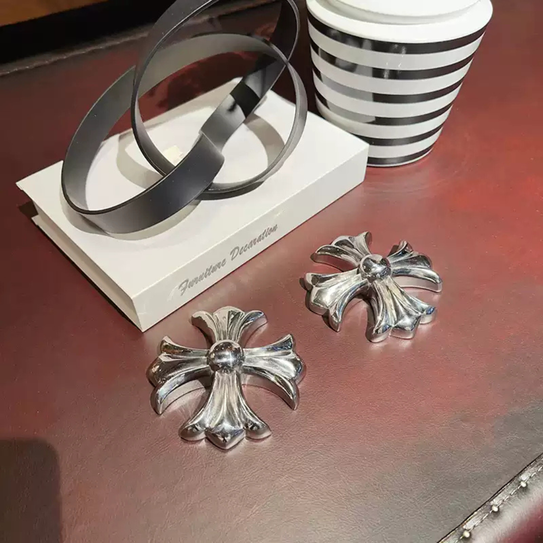 Chrome Heart's Inspired Paperweight Sculpture Pair – Heavy Stainless Steel Desk Ornament | 2 Pack