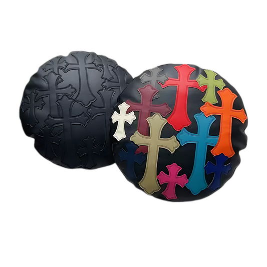 Chrome Hearts Inspired Leather Pillow - Round