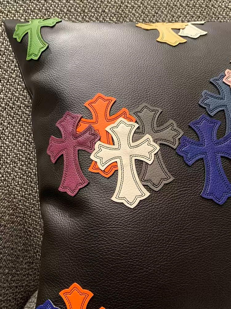 Chrome Hearts Inspired 'Cemetery' Leather Throw Pillow