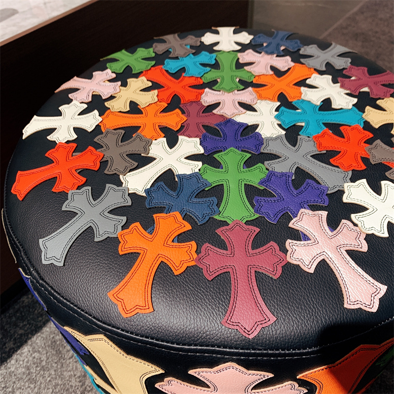 Chrome Hearts inspired Leather Ottoman - Multicolor