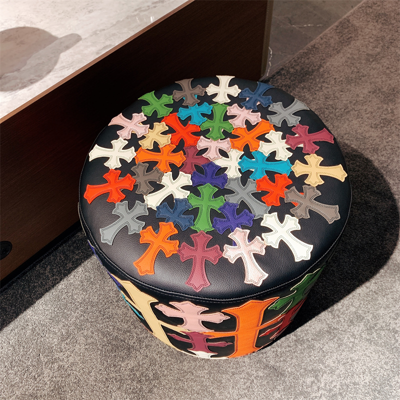 Chrome Hearts inspired Leather Ottoman - Multicolor