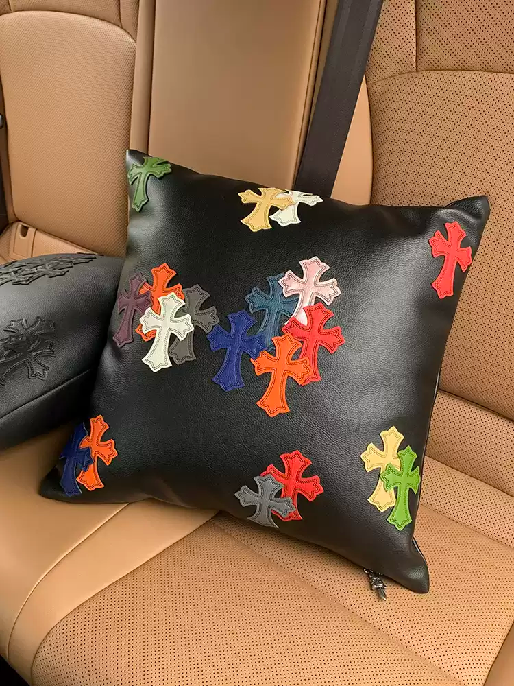 Chrome Hearts Inspired 'Cemetery' Leather Throw Pillow