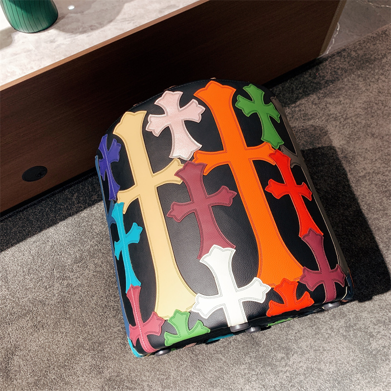 Chrome Hearts inspired Leather Ottoman - Multicolor