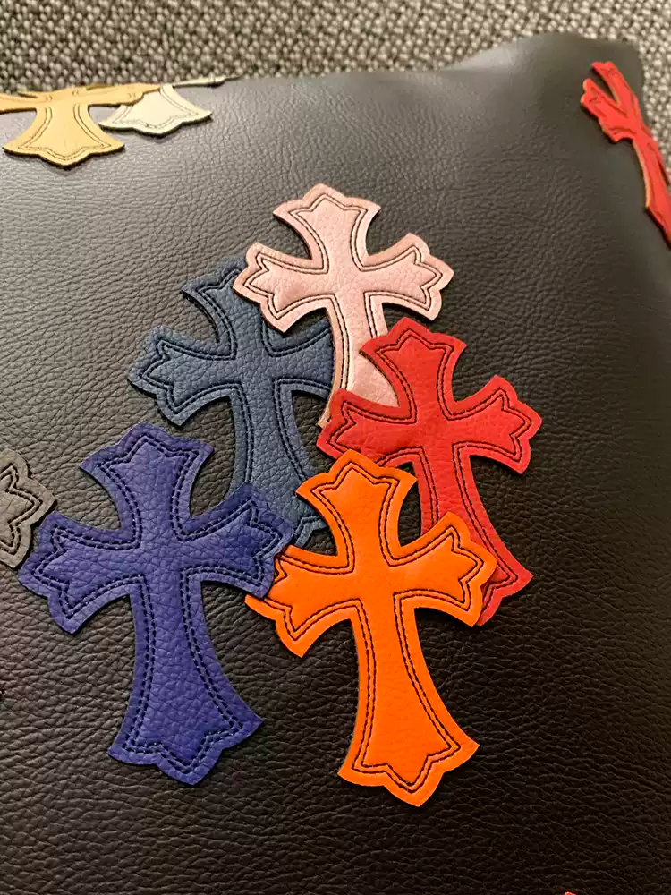 Chrome Hearts Inspired 'Cemetery' Leather Throw Pillow
